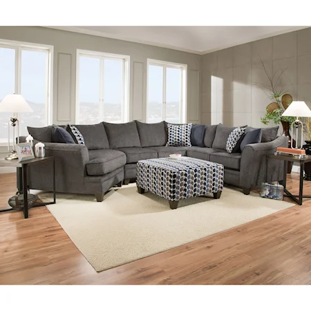 Transitional Sectional Sofa with Flared Arms